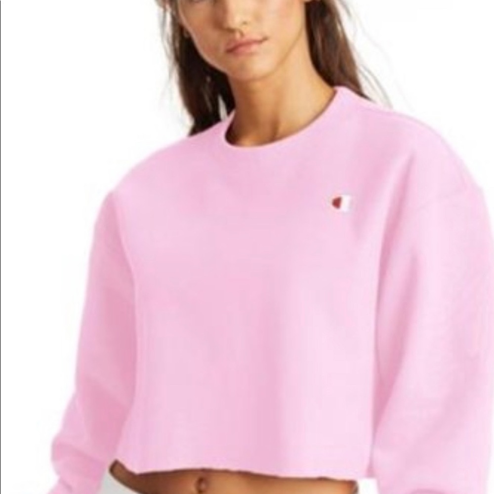 Pink champion crop sweatshirt